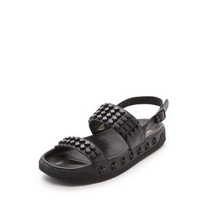 Ash Karma  Studded Black Flat Sandal